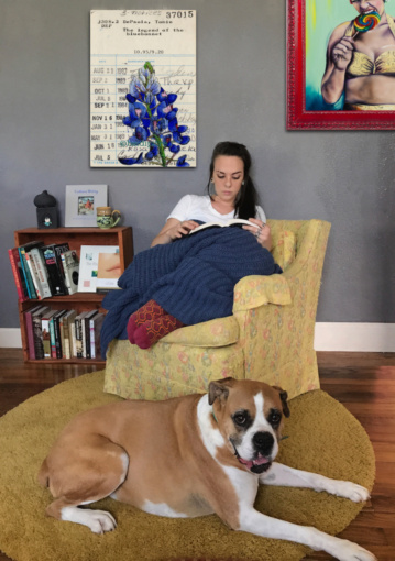 “Bluebonnet” Upcycled Library Card Canvas Print