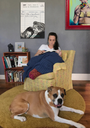 Heidi Pitre pen and ink illustration of Johnny cash and June Carter cash on vintage library card