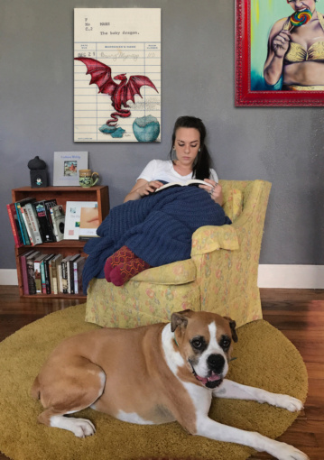 “Baby Dragon” Upcycled Library Card Canvas Print