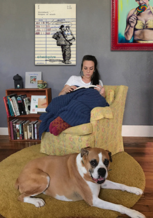 Heidi Pitre illustrates hobo in pen and ink walking in John Steinbeck's the grapes of wrath on vintage library card