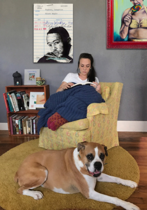 Heidi Pitre's pen and ink illustration of Langston hughes on vintage library card, gifts for book lovers and librarians