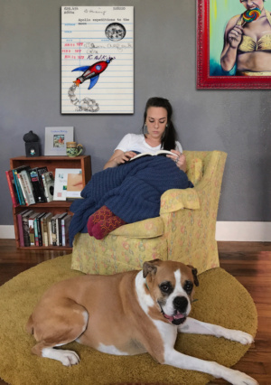 "Apollo Expeditions to the Moon" Upcycled Library Card Canvas Print