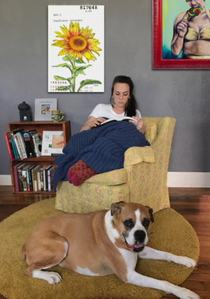 "Sunflower" Upcycled Library Card Canvas Print