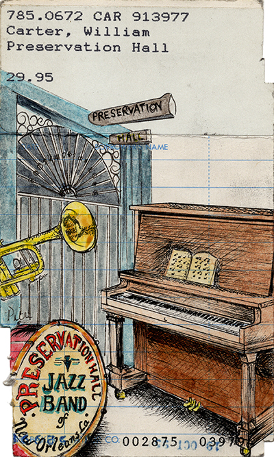"Preservation Hall" Upcycled Library Card Canvas Print - Image 2