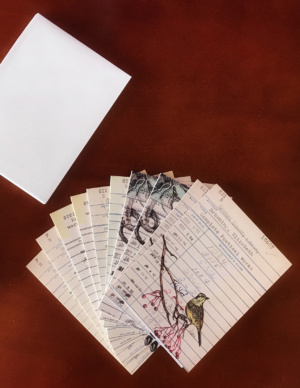 Heidi Pitre linen library card notecards. gifts for librarians and book lovers