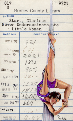 "Never Underestimate the Little Woman" Upcycled Library Card Print