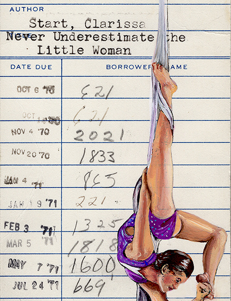“Never Underestimate the Little Woman” Upcycled Library Card Print