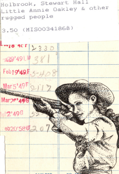 “Annie Oakley” Upcycled Library Card Print