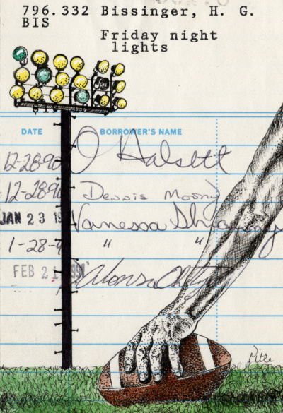 H. G. Bissinger’s “Friday Night Lights” Upcycled Library Card Print