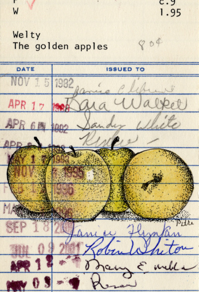 Eudora Welty’s “The Golden Apples” Upcycled Library Card Print