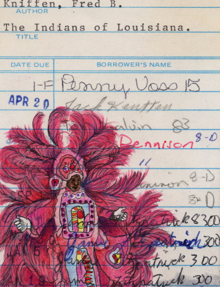 “Louisiana Indians” Upcycled Library Card Print