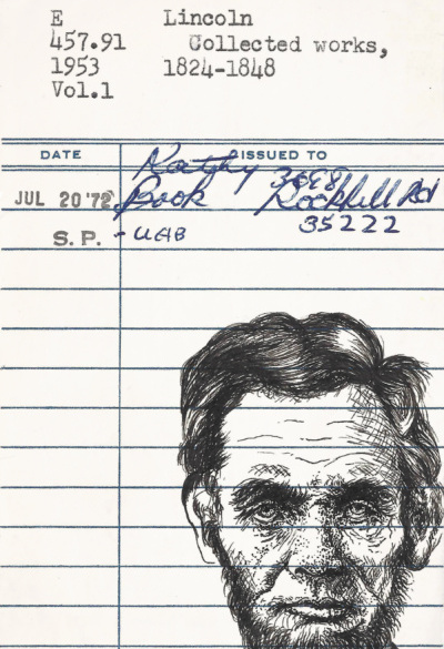 “Lincoln” Upcycled Library Card Print