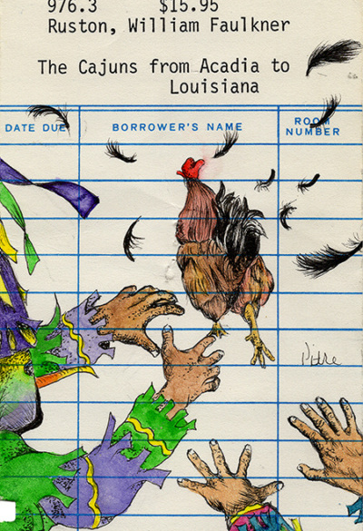 “Cajun Mardi Gras” Upcycled Library Card Print