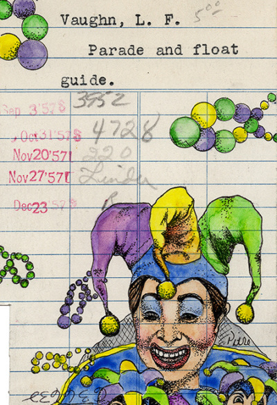 “Parade & Float” Upcycled Library Card Print