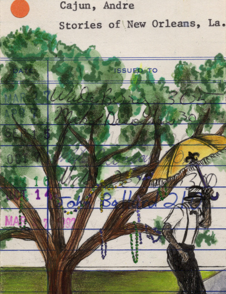 “Stories of New Orleans” Upcycled Library Card Print