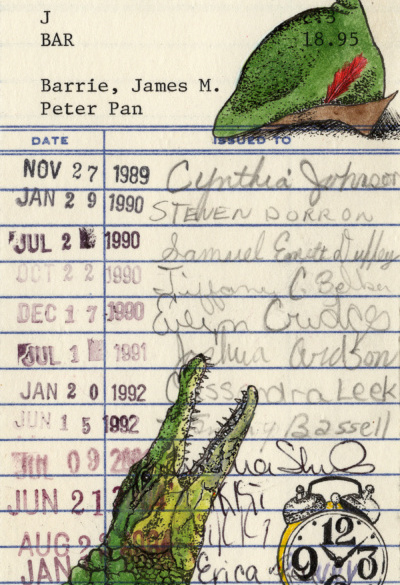 James Barrie’s “Peter Pan” Upcycled Library Card Print