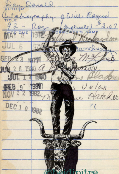“Autobiography of Will Rogers” Upcycled Library Card Print