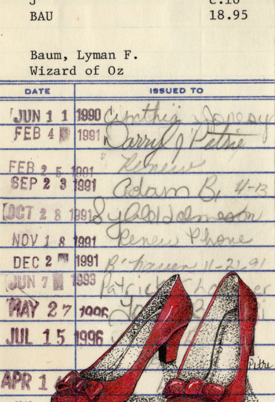 L. Frank Baum’s “The Wizard of Oz” Upcycled Library Card Print