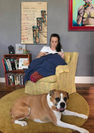 Heidi Pitre art for Huxley's brave new world. gifts for librarians and book lovers.