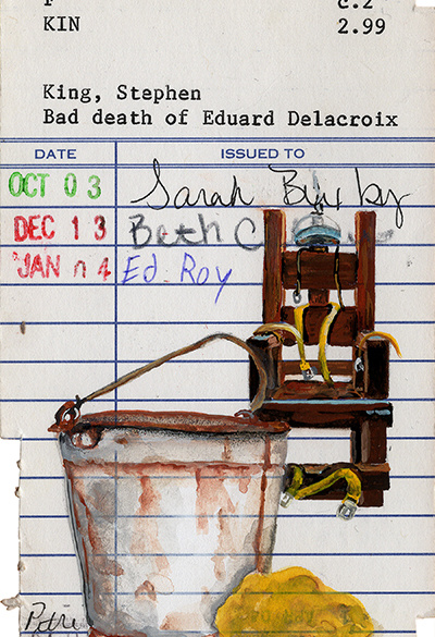 “The Bad Death of Eduard Dealcroix” Upcycled Library Card Print