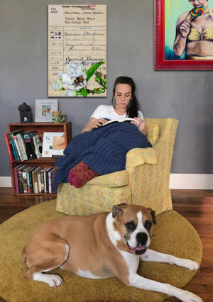 Heidi Pitre gouache painting of a pear blossom and bee on Zora Neale Hurston's their eyes were watching god vintage library card gifts for book lovers and librarians, oversized canvas print