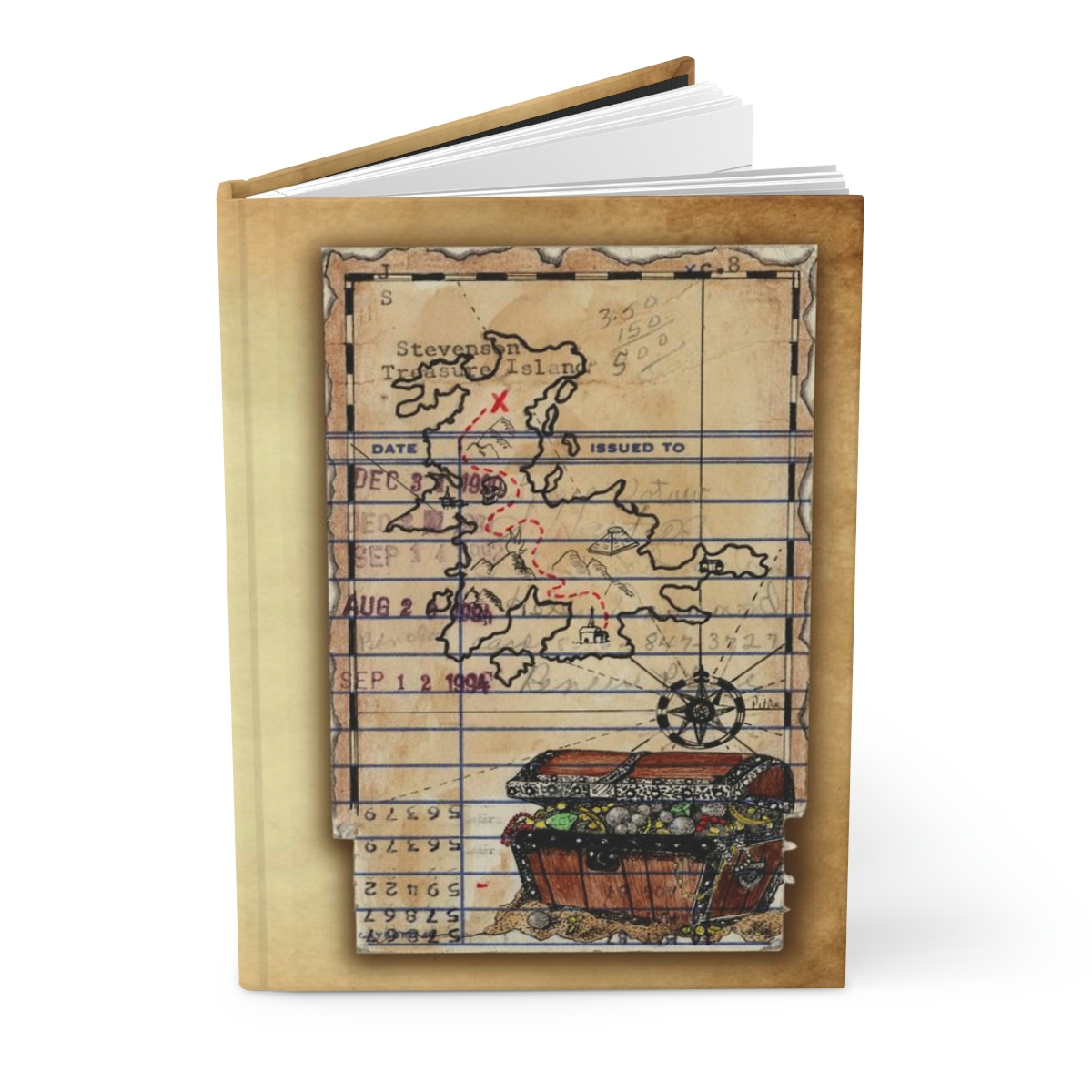 "Treasure Island" Upcycled Library Card Print - Image 4