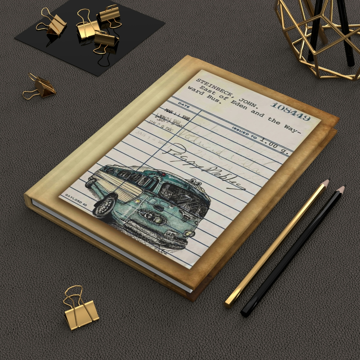 John Steinbeck's "The Wayward Bus" Upcycled Library Card Print - Image 2