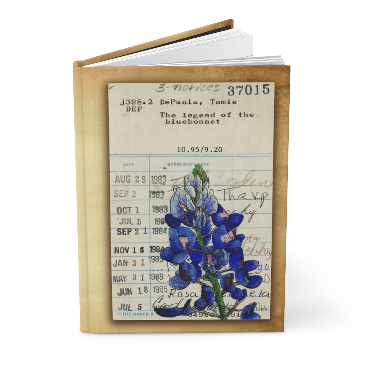 "Bluebonnet" Upcycled Library Card Print - Image 4