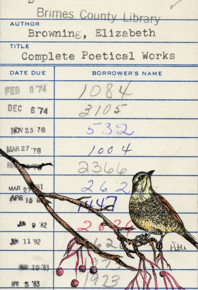 Elizabeth Browning Poetry Upcycled Library Card Print