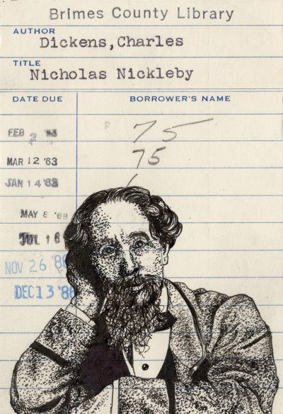 Charles Dickens’ “Nicholas Nickleby” Upcycled Library Card Print