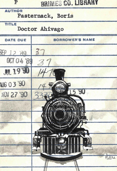 Boris Pasternack’s “Dr. Zhivago” Upcycled Library Card Print