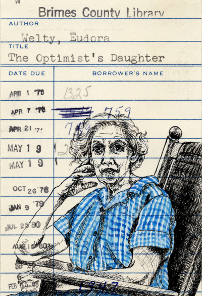 Eudora Welty’s “The Optimist’s Daughter” Upcycled Library Card Print