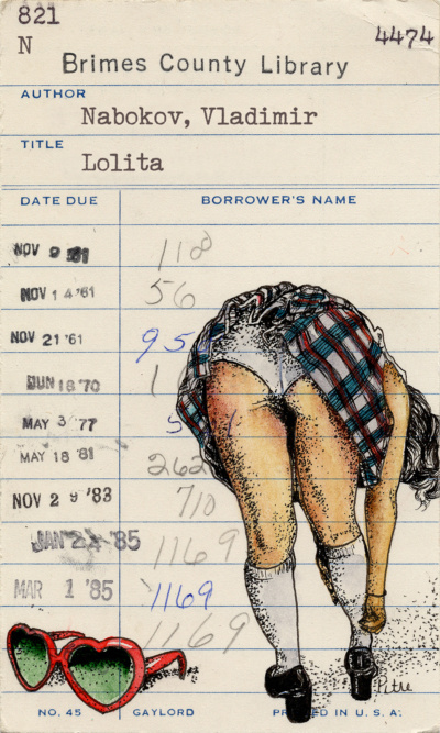 Heidi Pitre illustration in watercolor of lolita with heart shaped sunglasses. gifts for librarians and book lovers.