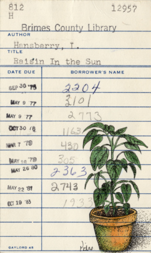 Heidi Pitre illustration of a plant from a tree grows in Brooklyn on a vintage library card. gifts for librarians and book lovers.