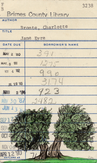 Charlotte Bronte's "Jane Eyre" Upcycled Library Card Print