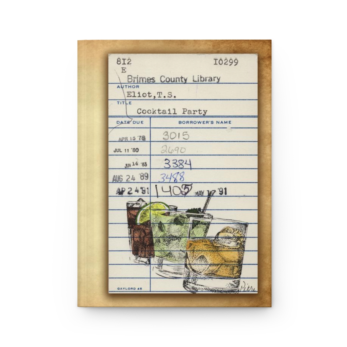 Heid Pitre writing journal with an old library borrowers card on the cover for book lovers and librarians.