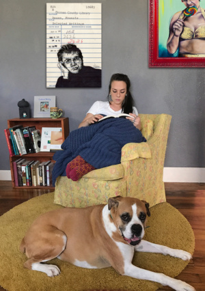 Heidi Pitre illustration of Francis Bacon in pen and ink on an oversized canvas print.