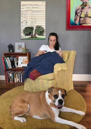 Heidi Pitre illustration of a tree in pen and ink and watercolor on an oversized canvas print from Jane Eyre.