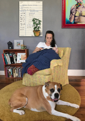 Heidi Pitre illustration of a plant in pen and ink and watercolor on an oversized canvas print from a plant grows in Brooklyn.