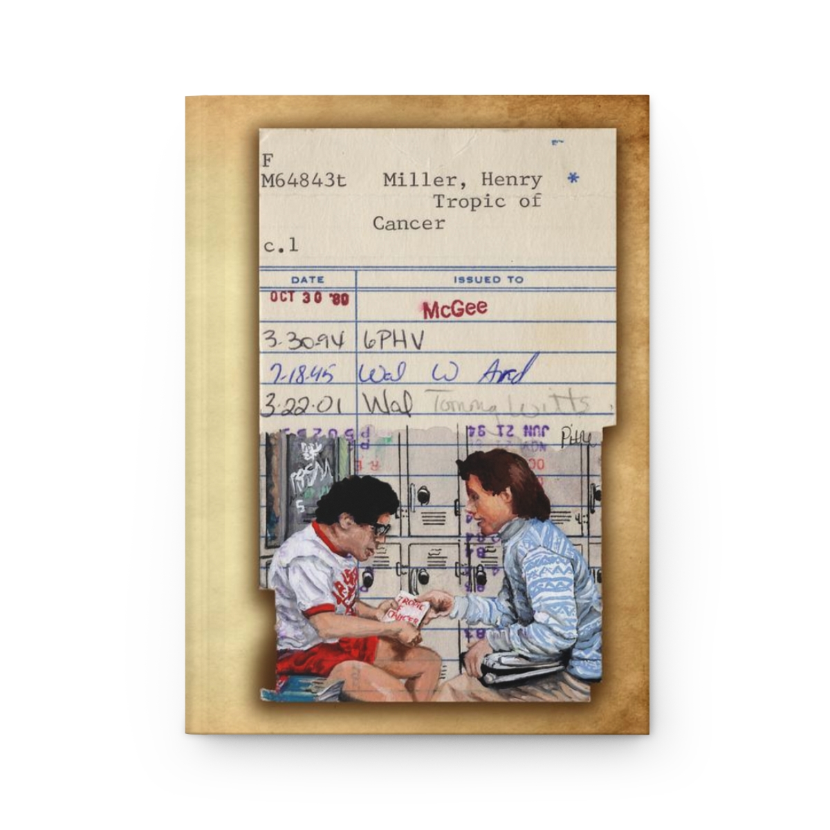 Heid Pitre writing journal with an old library borrowers card on the cover for book lovers and librarians.