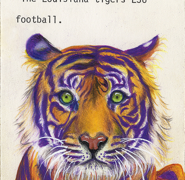 LSU Tiger’s Football Upcycled Library Card Print