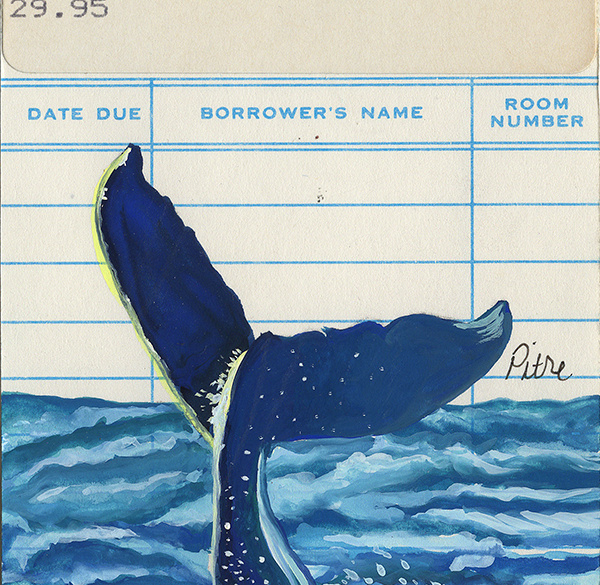 “Reflections of a Whale-watcher” Upcycled Library Card Print