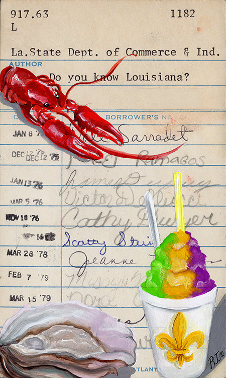 "King Cake" Upcycled Library Card Print - Image 4