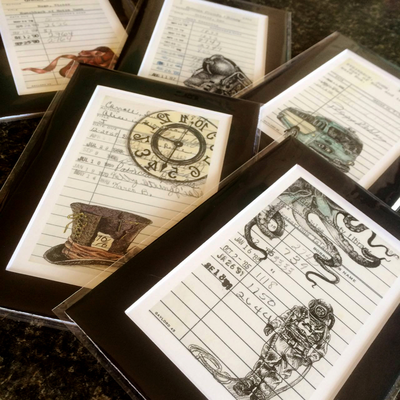 "Treasure Island" Upcycled Library Card Print - Image 2