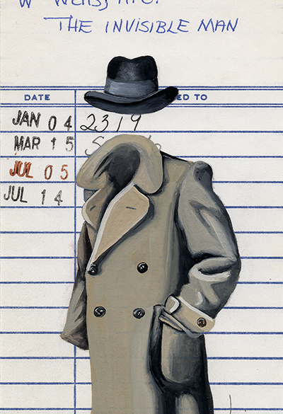 “The Invisible Man” by Herbert Wells Upcycled Library Card Print